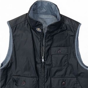 Vintage men’s Façonnable reversible vest in chambray and waxed cotton. Size M